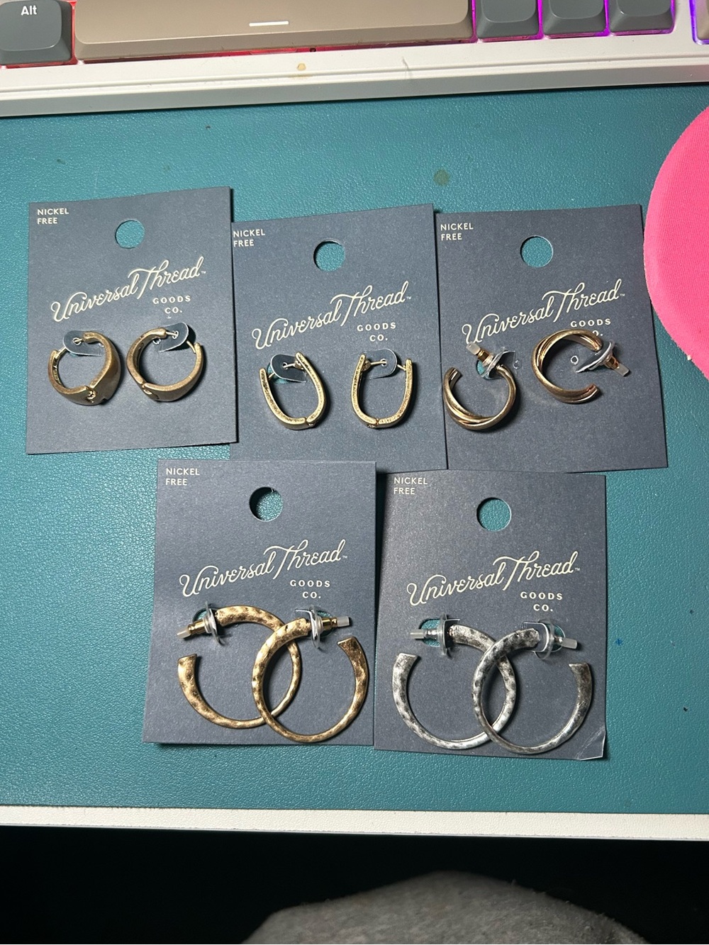 Universal Thread Mixed Metal Hoop Earring Set - Gold and Silver Tones
